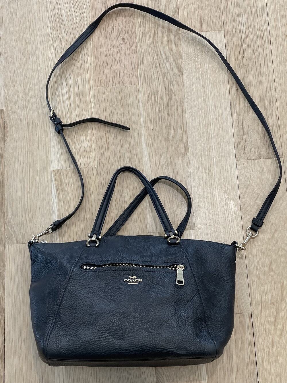Coach Black Medium Pebbled Leather Shoulder Bag Satchel Purse Handbag Crossbody